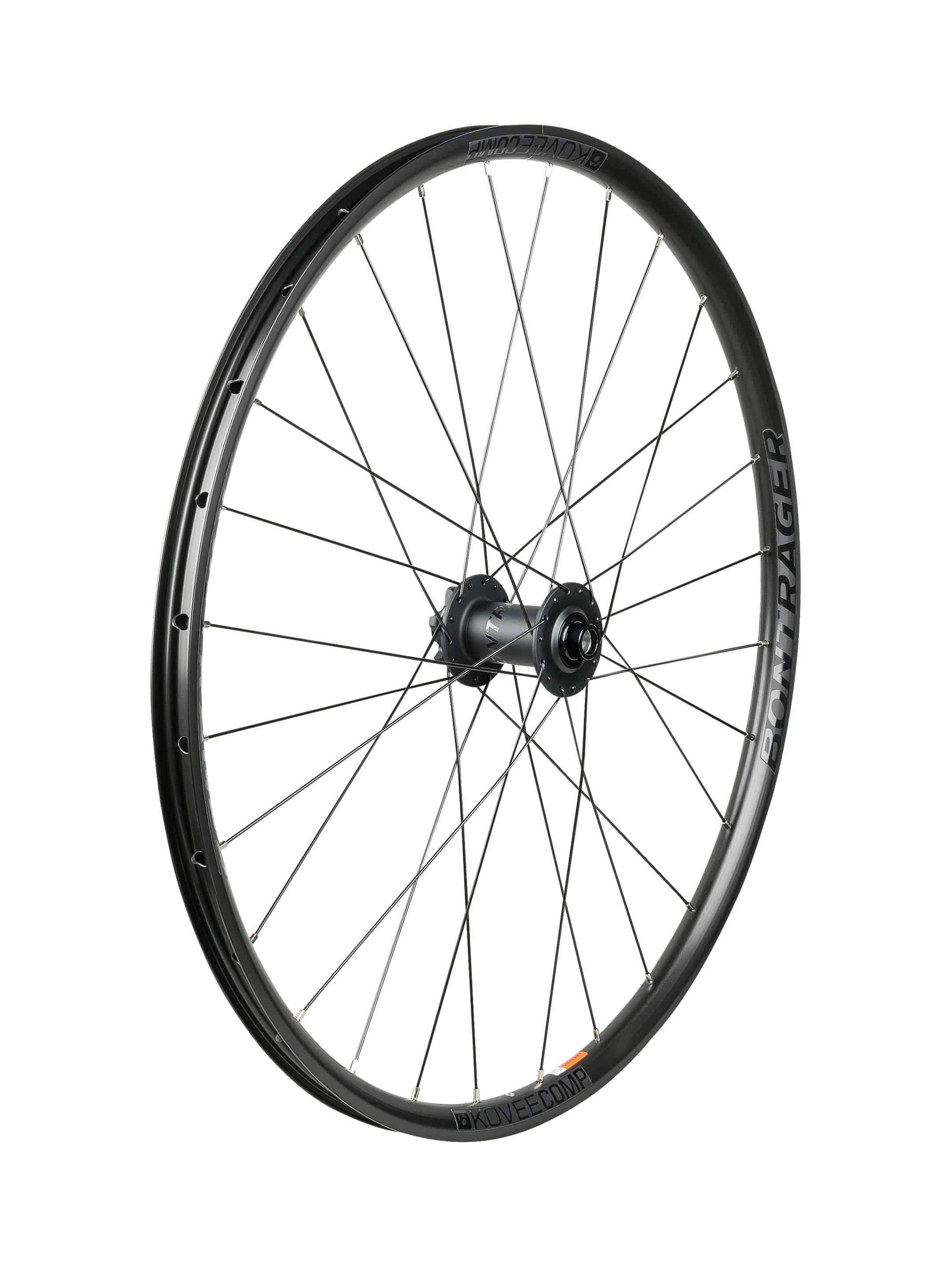 Bontrager Kovee Comp TLR 27.5 MTB rear wheel with tubeless-ready rim and 148mm hub for mountain biking.