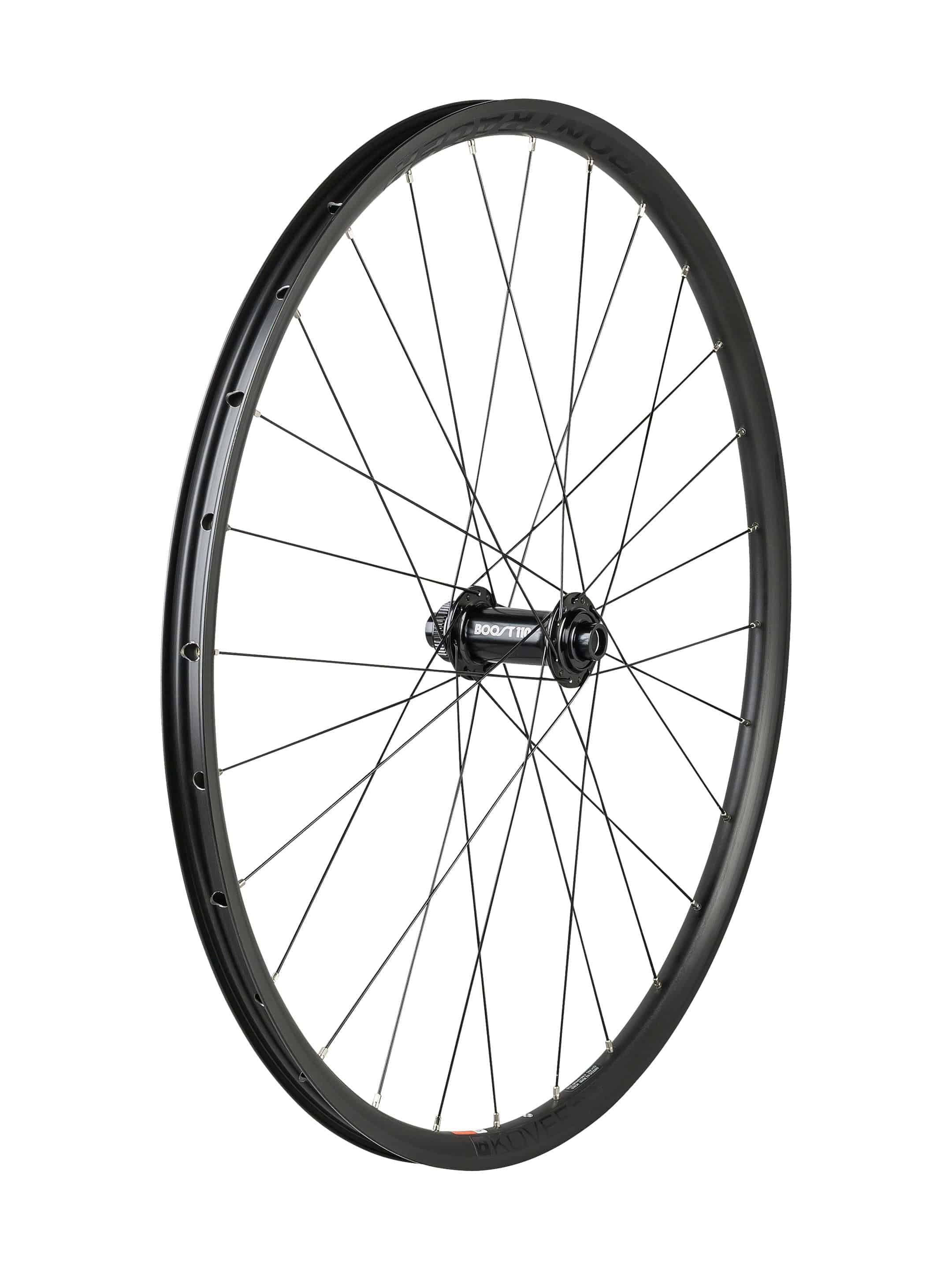 Bontrager Kovee TLR Boost 28-hole 27.5-inch MTB wheel with centerlock disc, tubeless-ready mountain bike component.