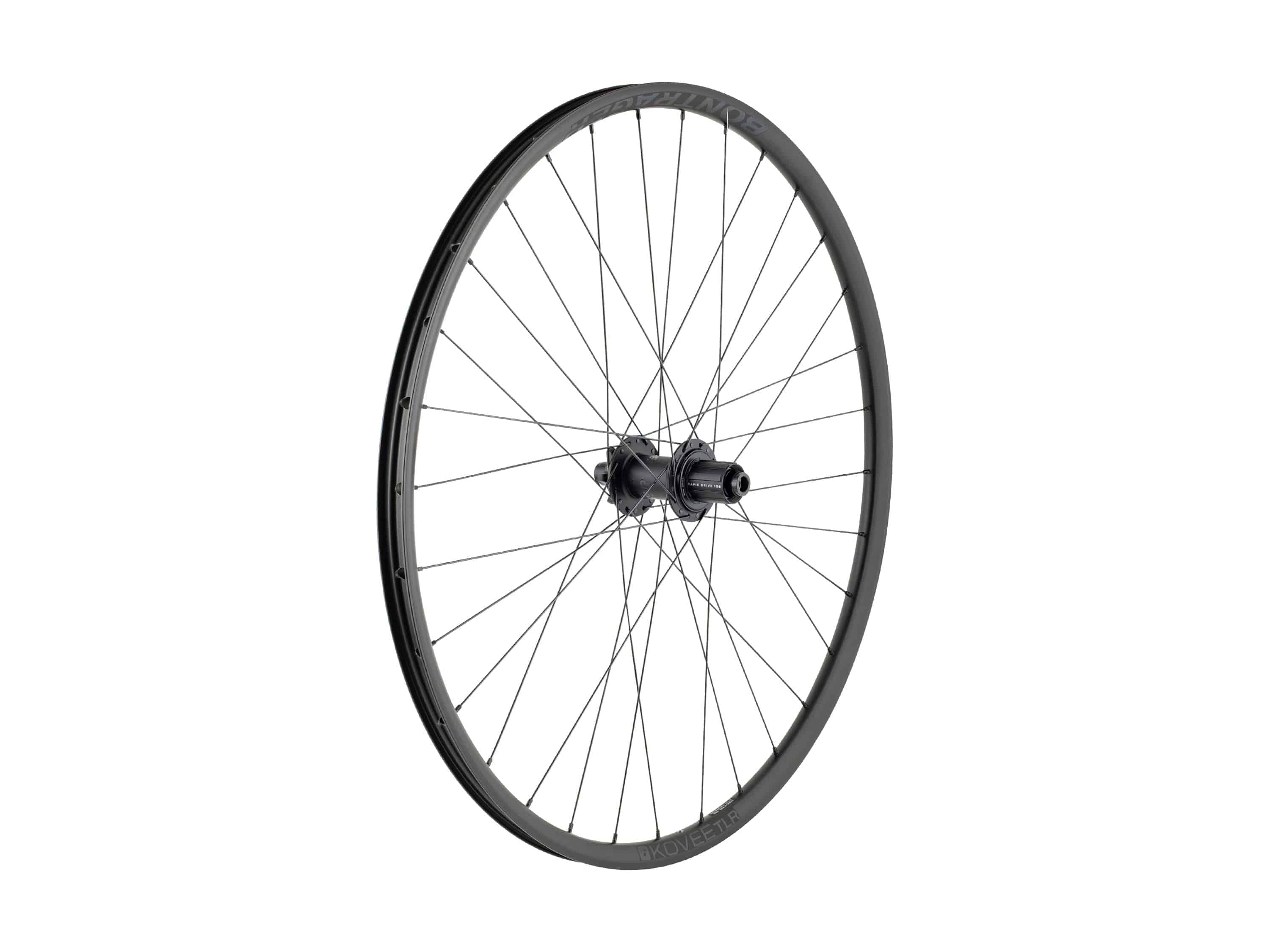 Bontrager Kovee TLR 29 MTB wheel with Rapid Drive boost, tubeless-ready 32H rim, designed for mountain biking components.