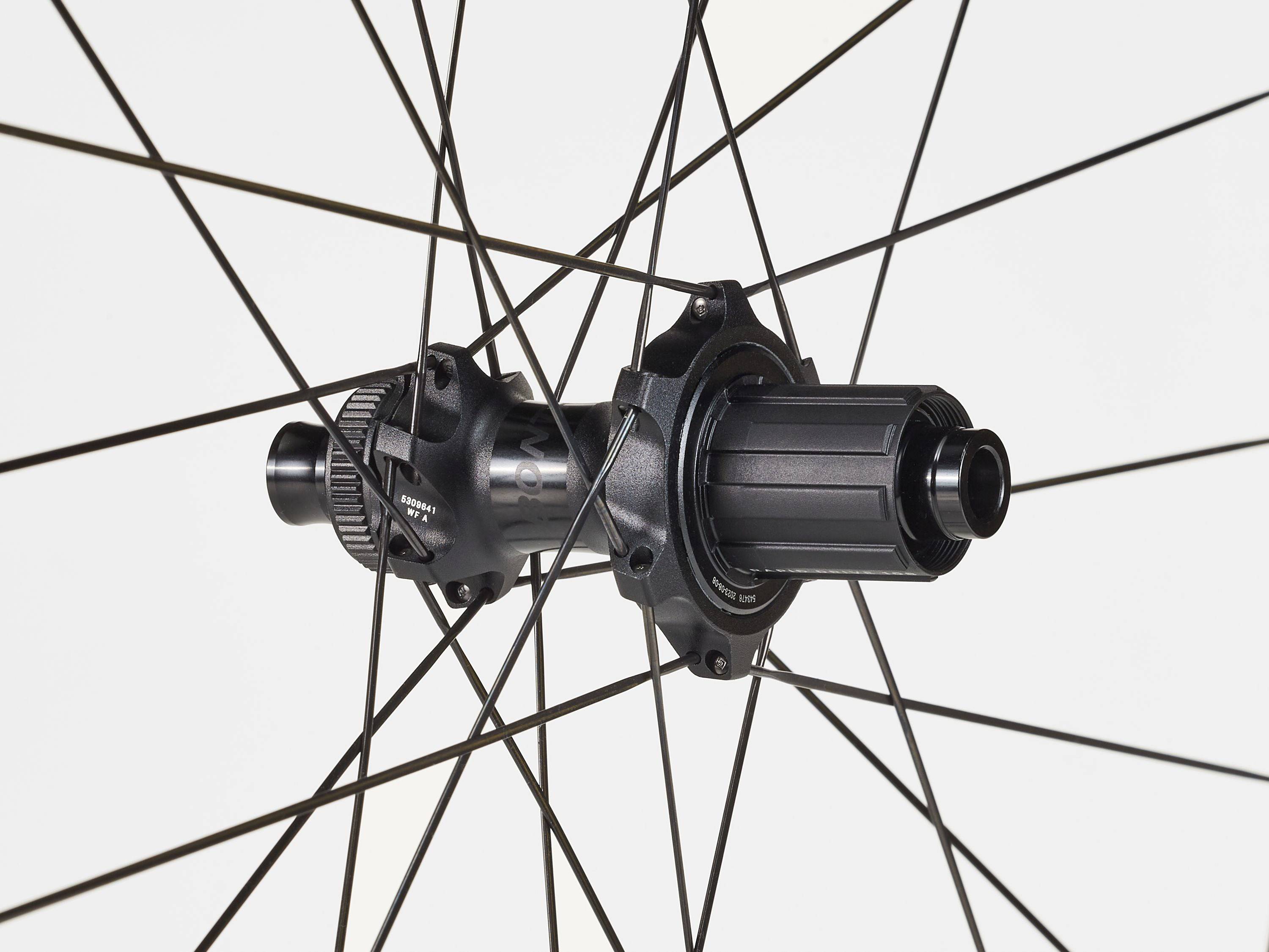 Bontrager Paradigm Pro 30 TLR disc road wheel with tubeless ready design and aerodynamic rim for road cycling.