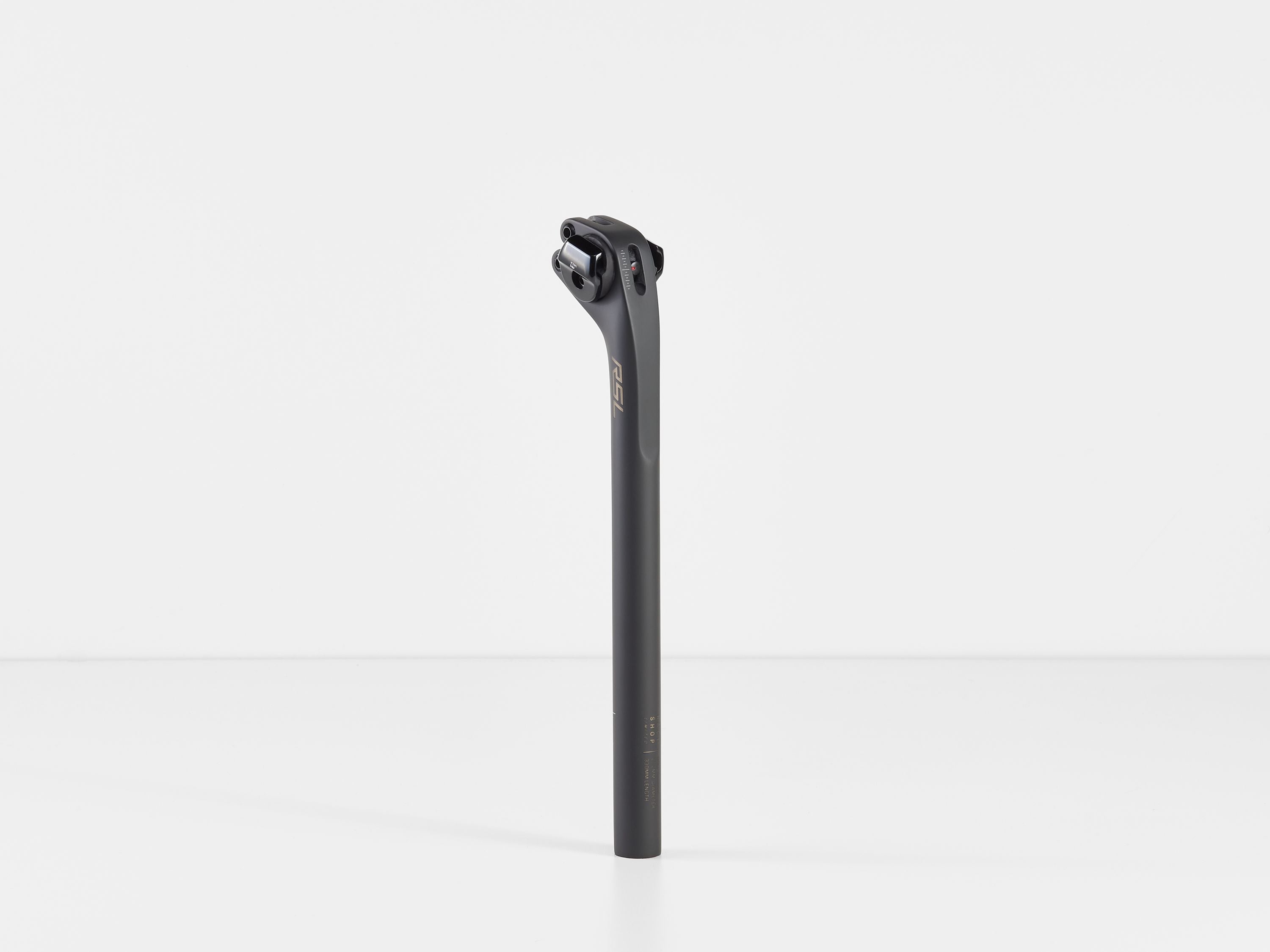 Bontrager RSL 27.2 carbon seatpost with adjustable 2-bolt clamp for bike saddle support and lightweight performance.