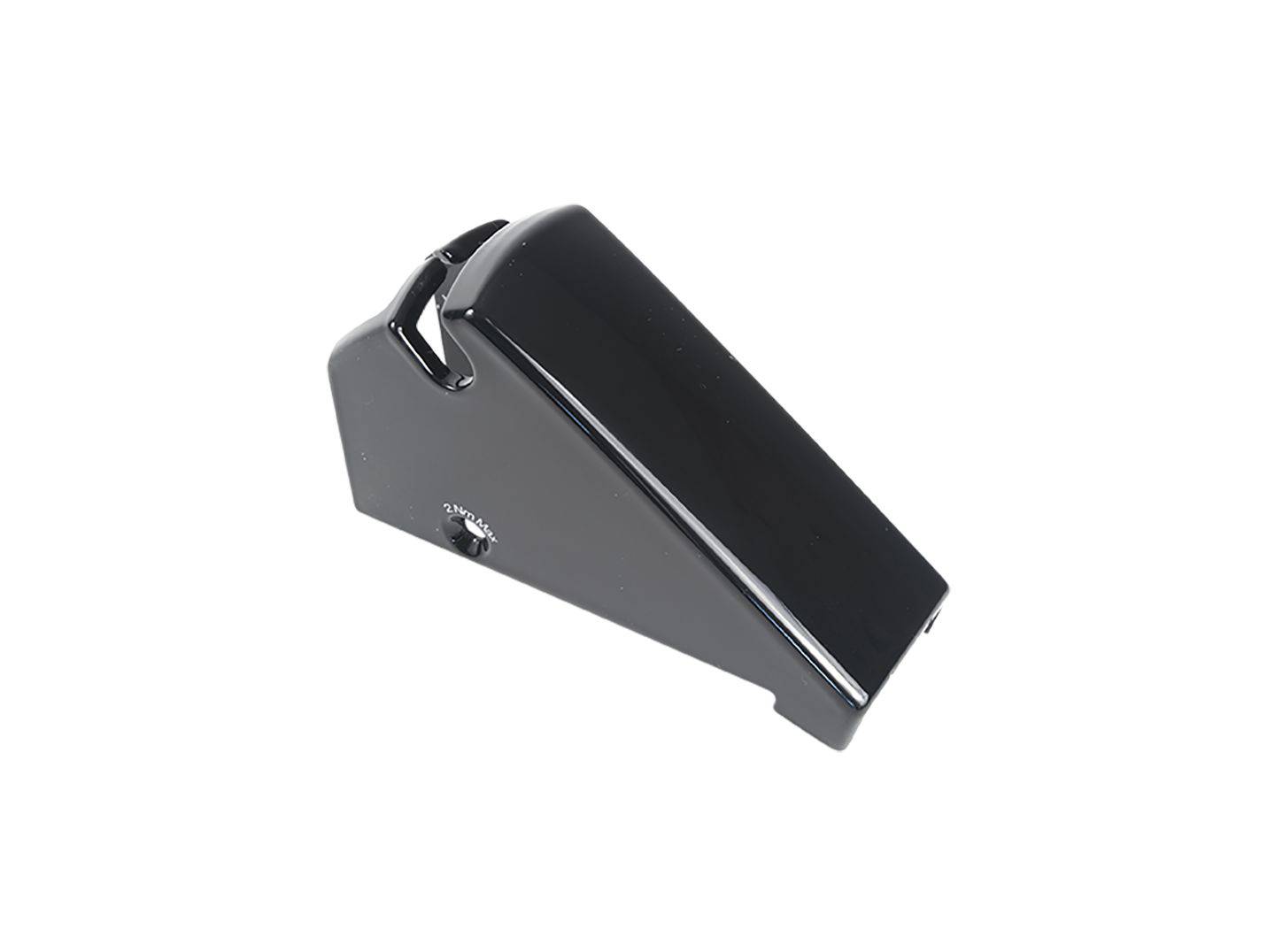 Black Bontrager Speed Concept Low-Near Stem for Trek road cycling components, shown from a high near angle.