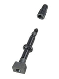 Bontrager tubeless rectangular base TLR valve stem for mountain bike wheels with removable core, component for MTB tubeless setup.