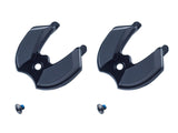 Bontrager universal replacement heel studs with mounting screws for road bike shoes, shown on a pair of cycling shoes.