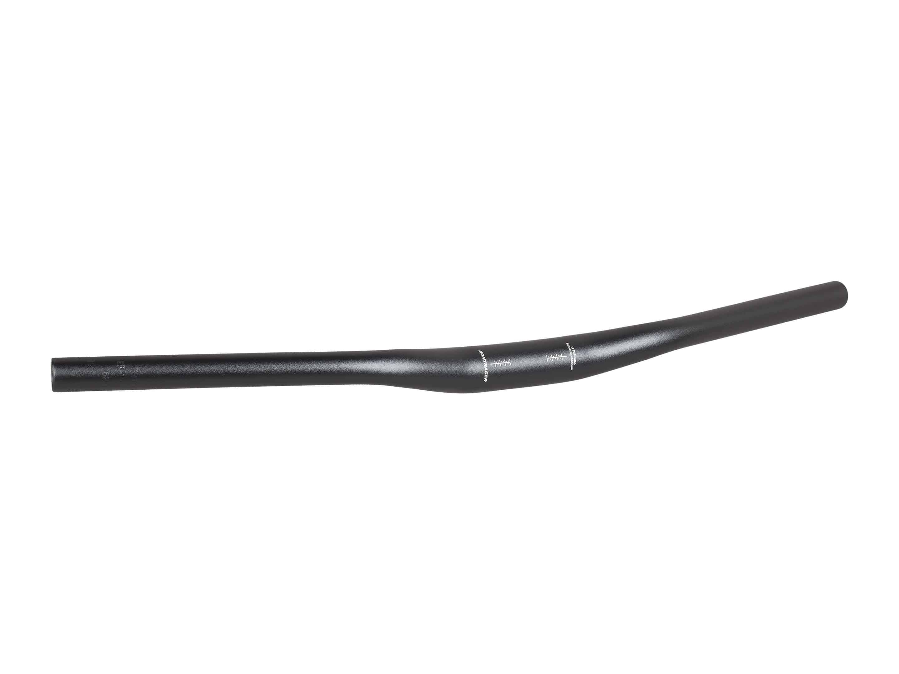 Bontrager 31.8 MTB handlebar in matte black alloy, 690mm length with 25mm rise, suitable for mountain biking components.