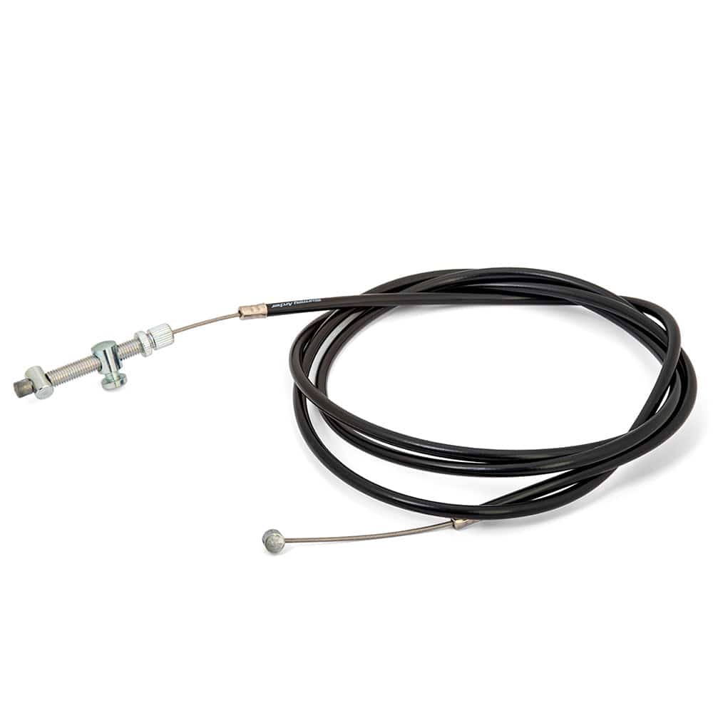 Sturmey Archer bike brake cable, durable component for reliable braking performance, shown coiled with metal fittings.