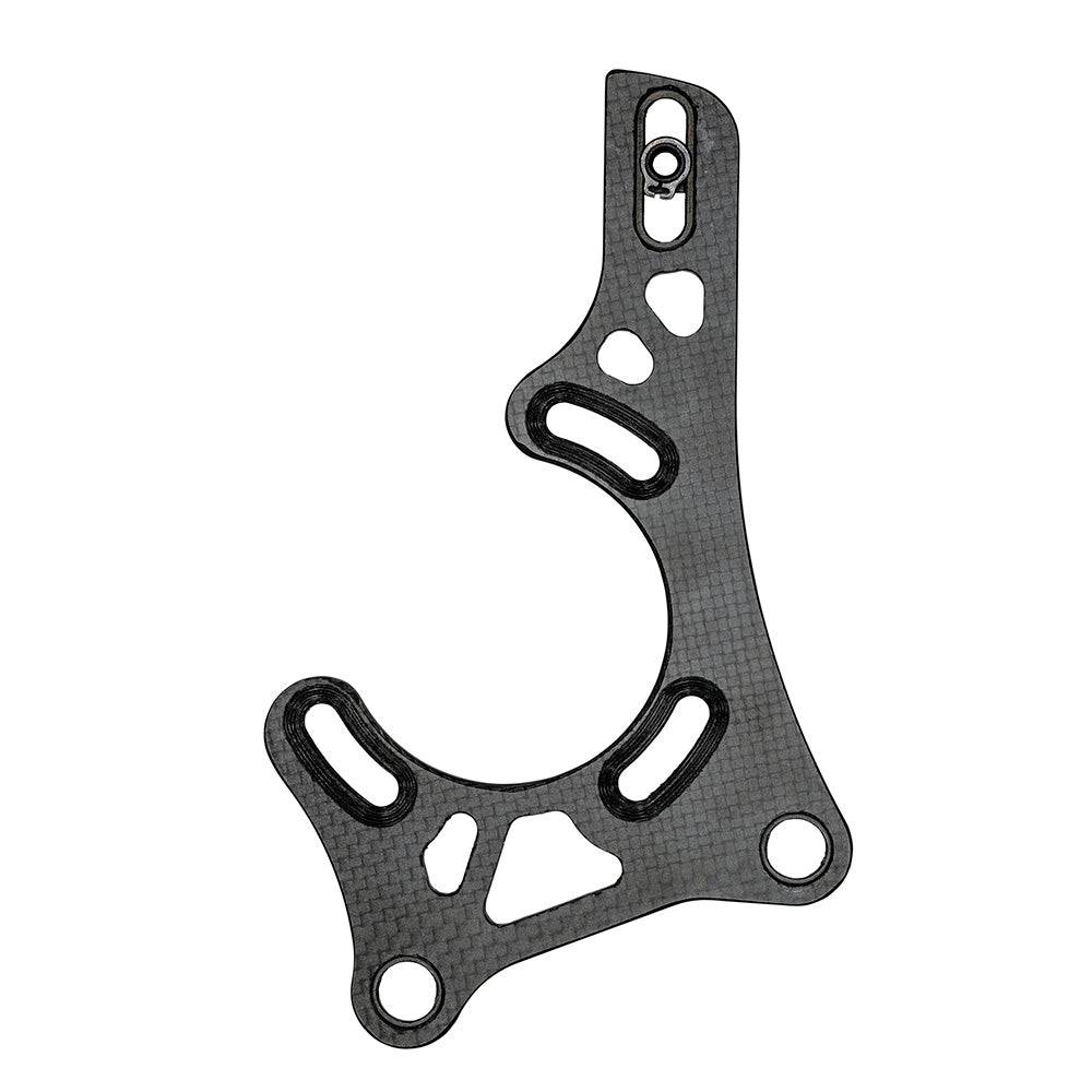 MRP AMg V2 Chain Device carbon backplate for drivetrain protection, mounted on bicycle drivetrain components.