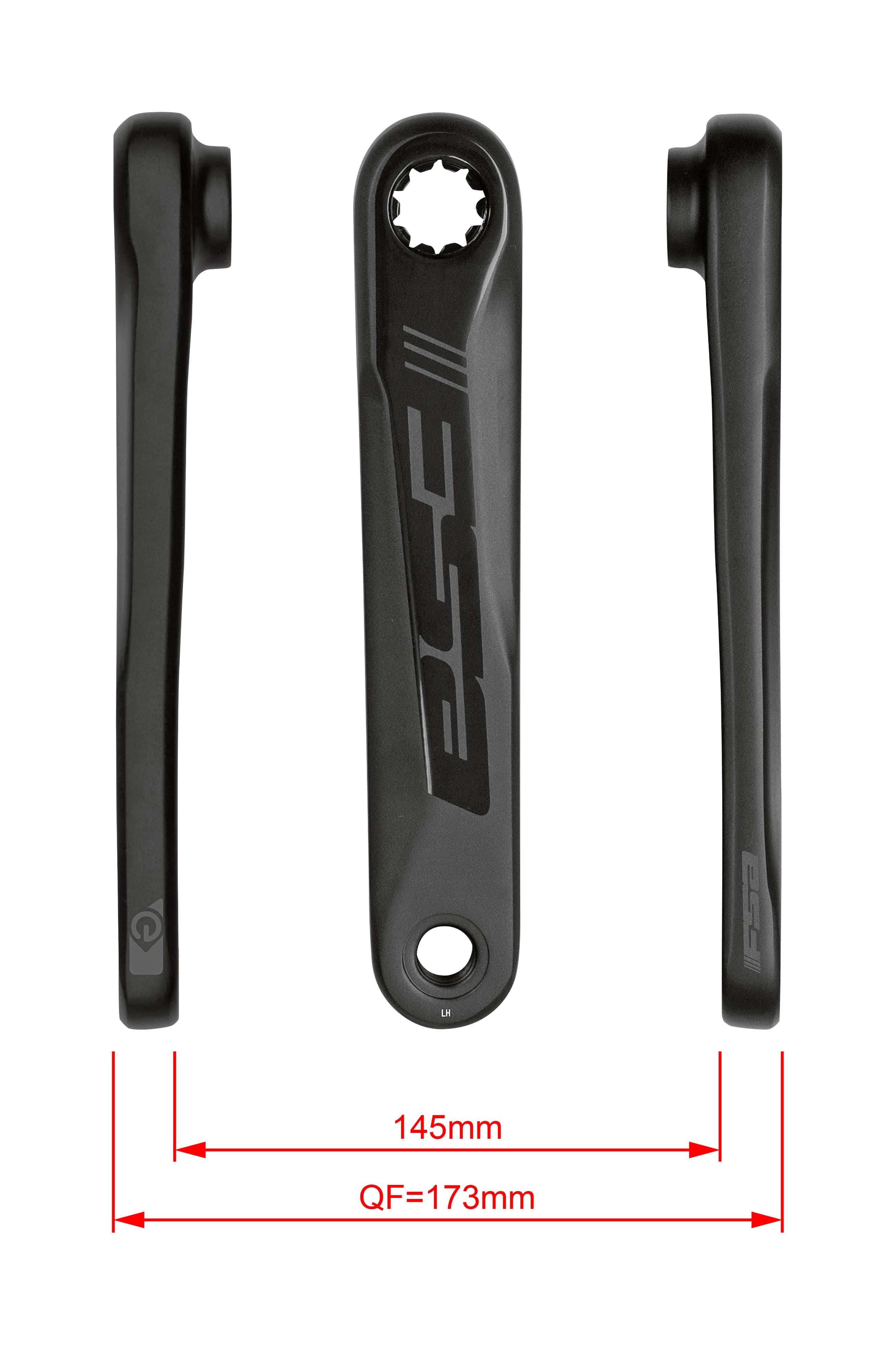 FSA Ebike Chainset CK-746-1 ISIS Drive black crank arms, 170-175mm length, designed for e-bike components