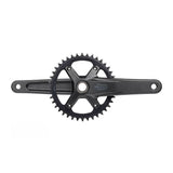 MicroSHIFT Sword 1x crankset with 24mm spindle for Shimano bottom brackets, showing the black crank arms and chainring.