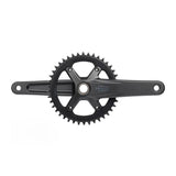 MicroSHIFT Sword 1x crankset with 24mm spindle for Shimano bottom brackets, showing the black crank arms and chainring.