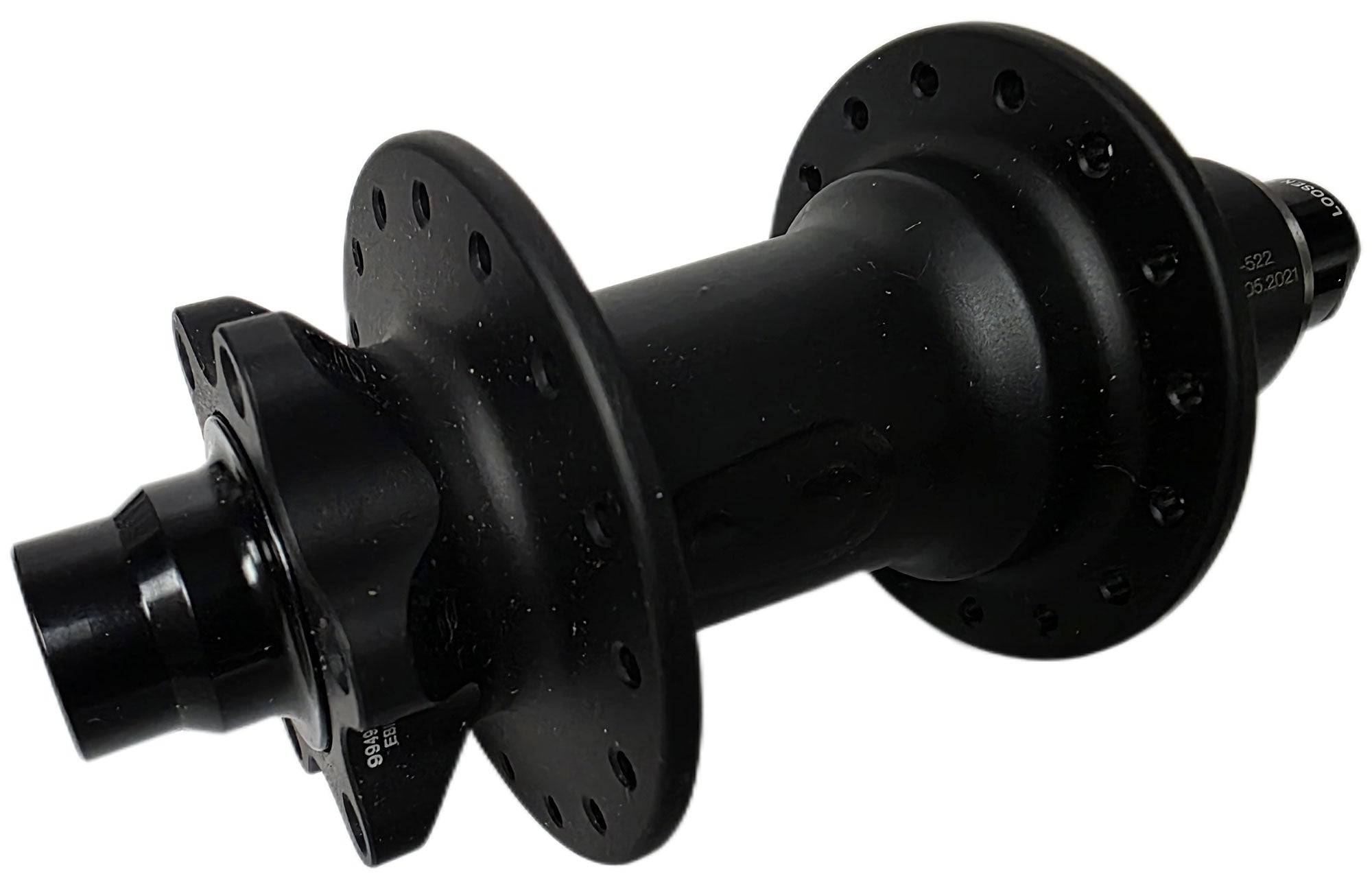 Crankbrothers Synthesis E-Bike hub in black with 15x148mm Boost spacing and SRAM XD freehub, showing detailed component design.