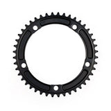 Genetic Chain Ring Tibia Track Chainring, CNC machined, 1/2 x 1/8 inch, for road bike components, with detailed metal finish.