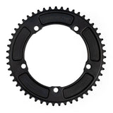 Genetic CNC machined bike chainring for road bikes, tibia track chainring, 1/2 x 1/8 inch component with detailed metal finish.