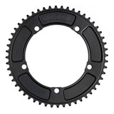 Genetic CNC machined tibia track chainring for road bikes, 1/2 x 1/8 inch chainring component with a sleek metallic finish.
