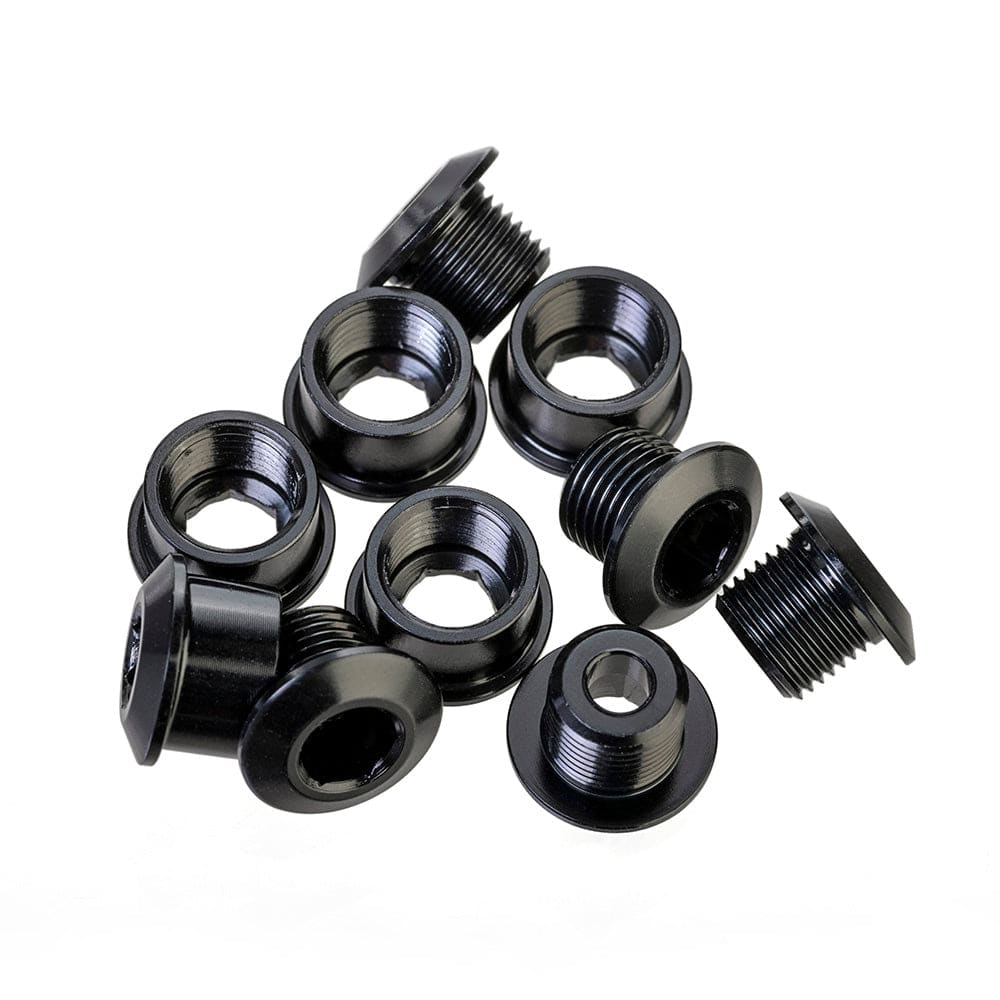 ID Chainring Bolts XL Single for bicycles, close-up of sturdy metal bolts used in drivetrain component maintenance.