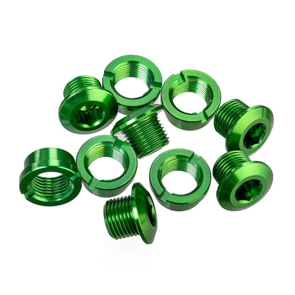 ID brand bike chainring bolts for secure drivetrain connection, spare components for bike maintenance and upgrades.
