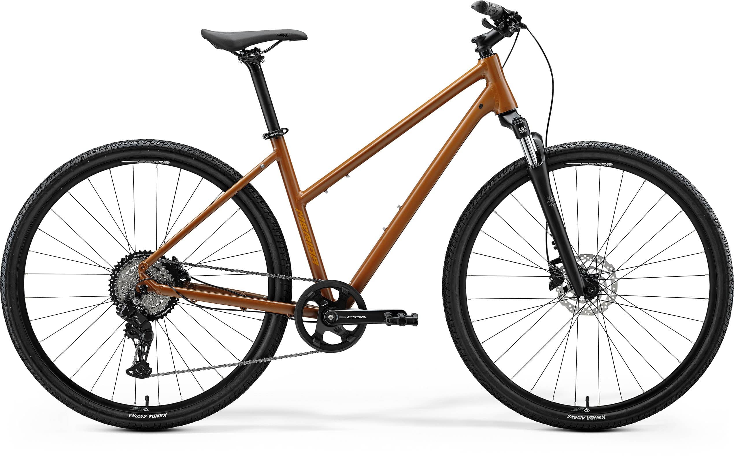 Merida Crossway 20 Women's hybrid bike in brown, designed for fitness, commuting, and recreational cycling.