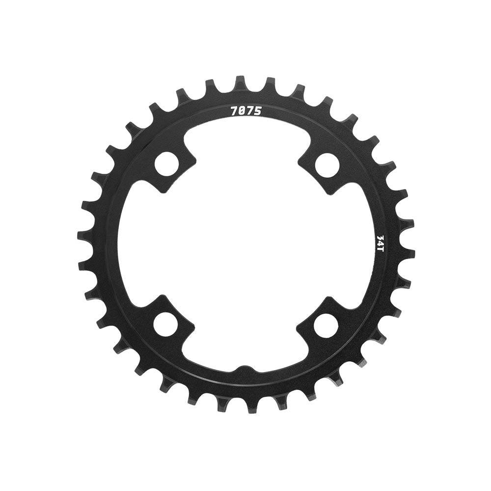 SunRace CRMX04 narrow-wide 104 BCD MTB chainring for drivetrain upgrade, featuring durable components and precision design.