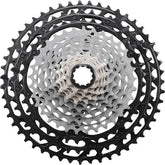 Shimano XTR CS-M9100 12-speed MTB cassette with Hyperglide+ technology, 10-45T gear range, bike component.
