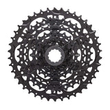 MicroSHIFT Acolyte H-Series 8-speed cassette with multiple gear options, showing the sleek metal gear cogs and branding.