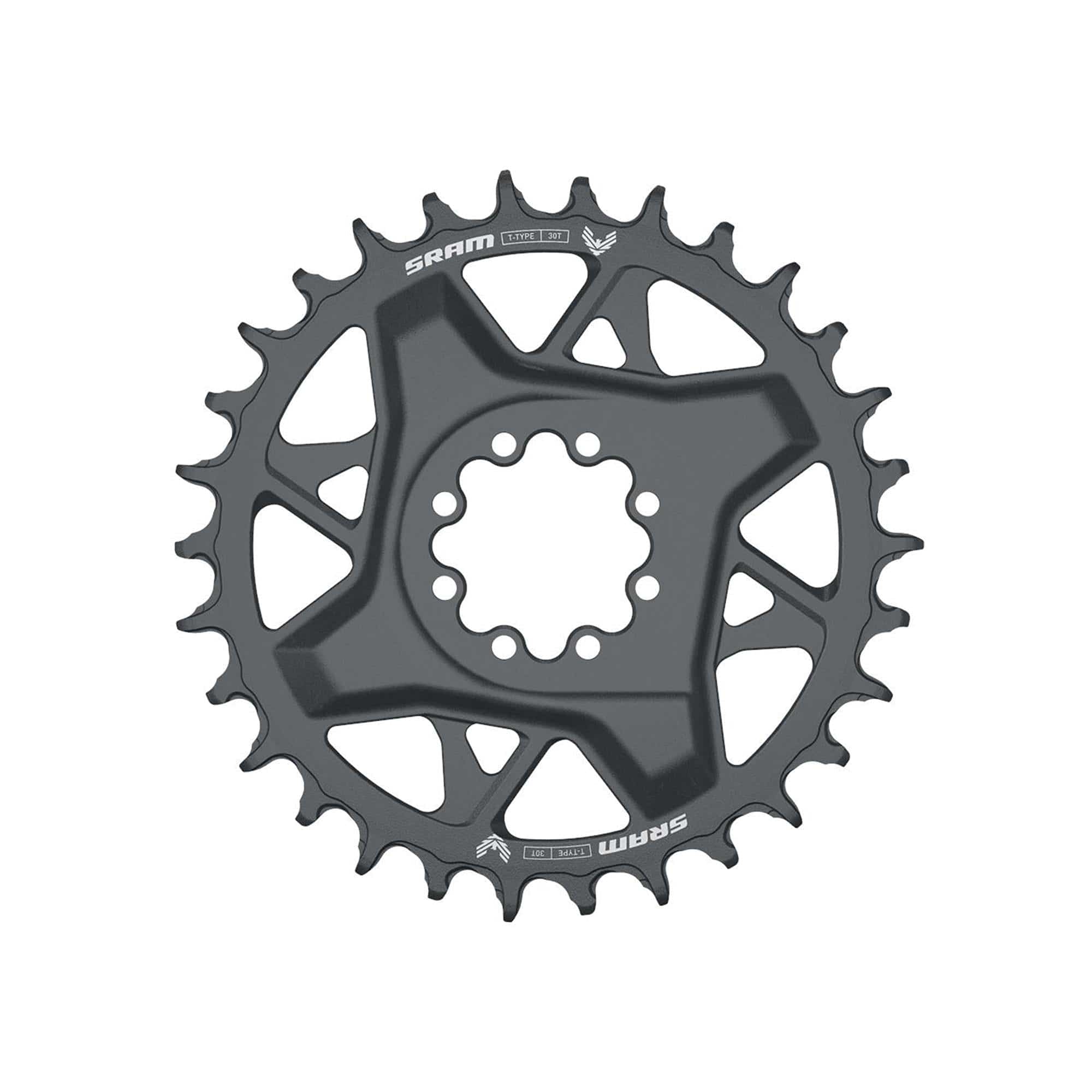 Sram Eagle GX D1 T-Type direct mount chainring with 3mm offset and 8-bolt dark polar finish, component for mountain bike drivetrain.