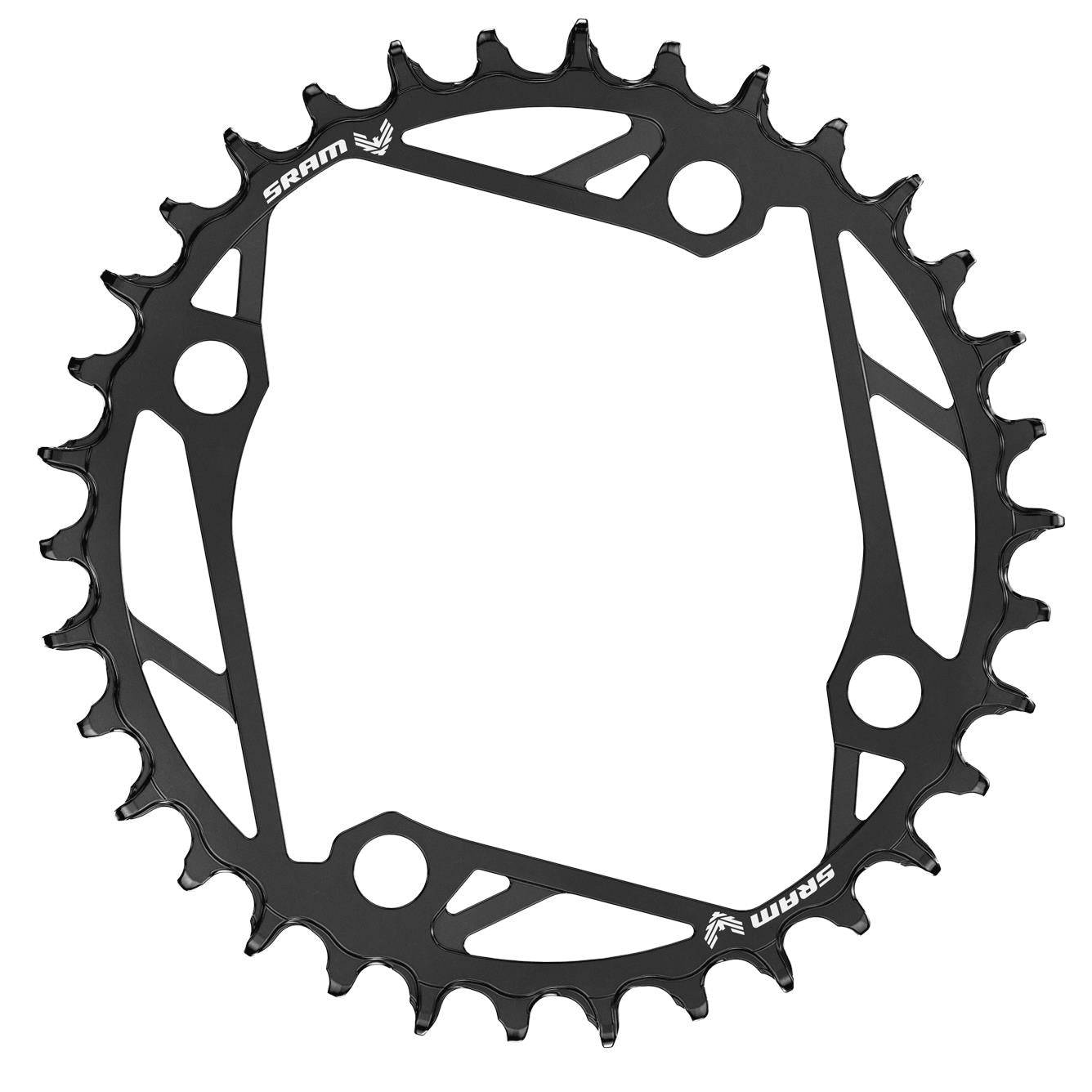 SRAM T-Type Steel 104 BCD chainring for MTB and E-Bike 12-speed drivetrains, showing the durable steel construction and gear teeth.