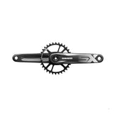 SRAM SX Eagle Boost 148 DUB 12-speed crankset with 32T X-Sync 2 steel chainring for mountain bikes, close-up view of chainring and crank arms.