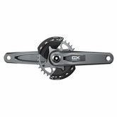SRAM GX Eagle MTB crankset with 32T chainring, 55mm chainline, Dub Wide, T-Type, includes two chain guards, black finish.