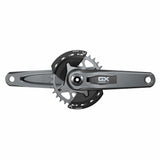 SRAM GX Eagle MTB crankset with 32T chainring, DUB Wide spindle, Q174 55mm chainline, and dual chain guards for mountain biking