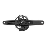 SRAM Eagle 90 MTB crankset with 32T steel chainring, 12-speed wide DUB bottom bracket, black with two chain guards, for mountain bikes.