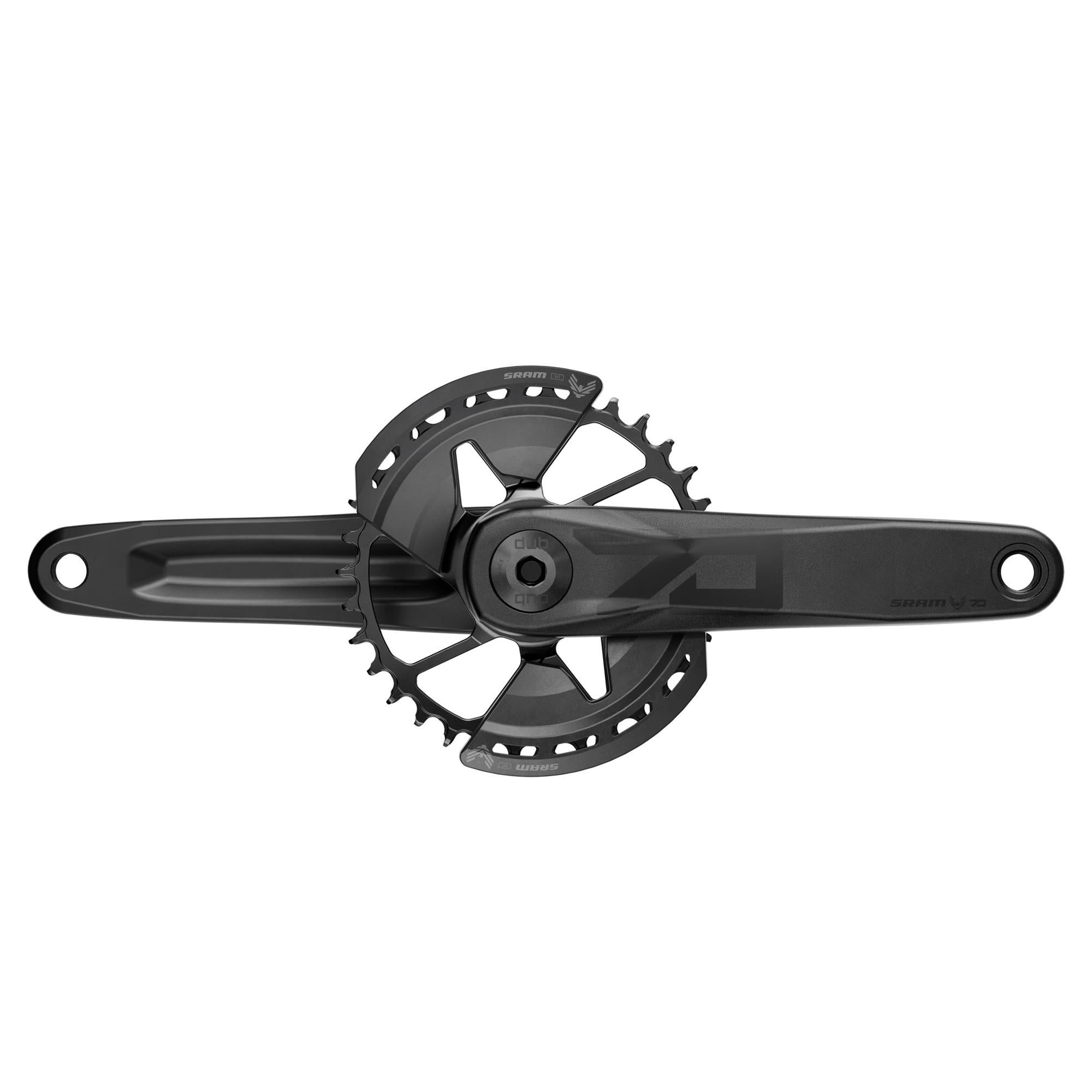 SRAM Eagle 70 MTB crankset with 32T chainring, T-Type Wide, 55mm DUB spindle, black with two chain guards, mountain bike components