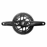 SRAM Rival E1 DUB road crankset with direct mount chainrings, black finish, shown with bottom bracket not included.