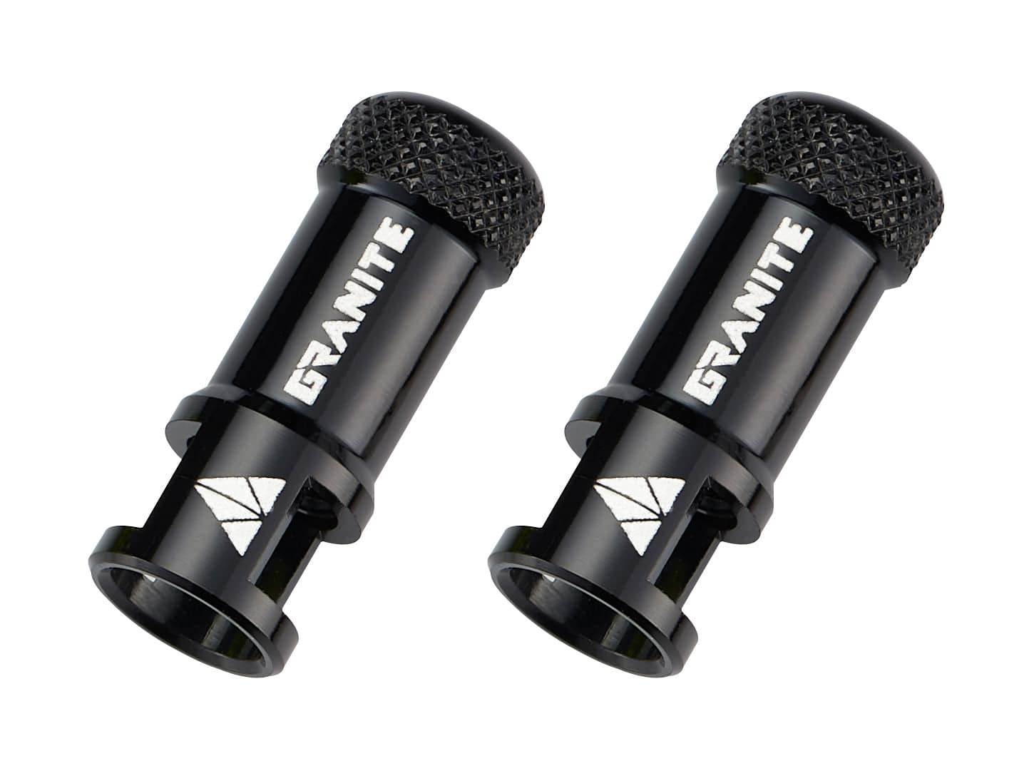 Black Granite JUICY NIPPLE valve cap with removal tool and optional valve stem set for automotive tire maintenance.