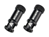 Black Granite JUICY NIPPLE valve cap with removal tool and optional valve stem set for automotive tire maintenance.