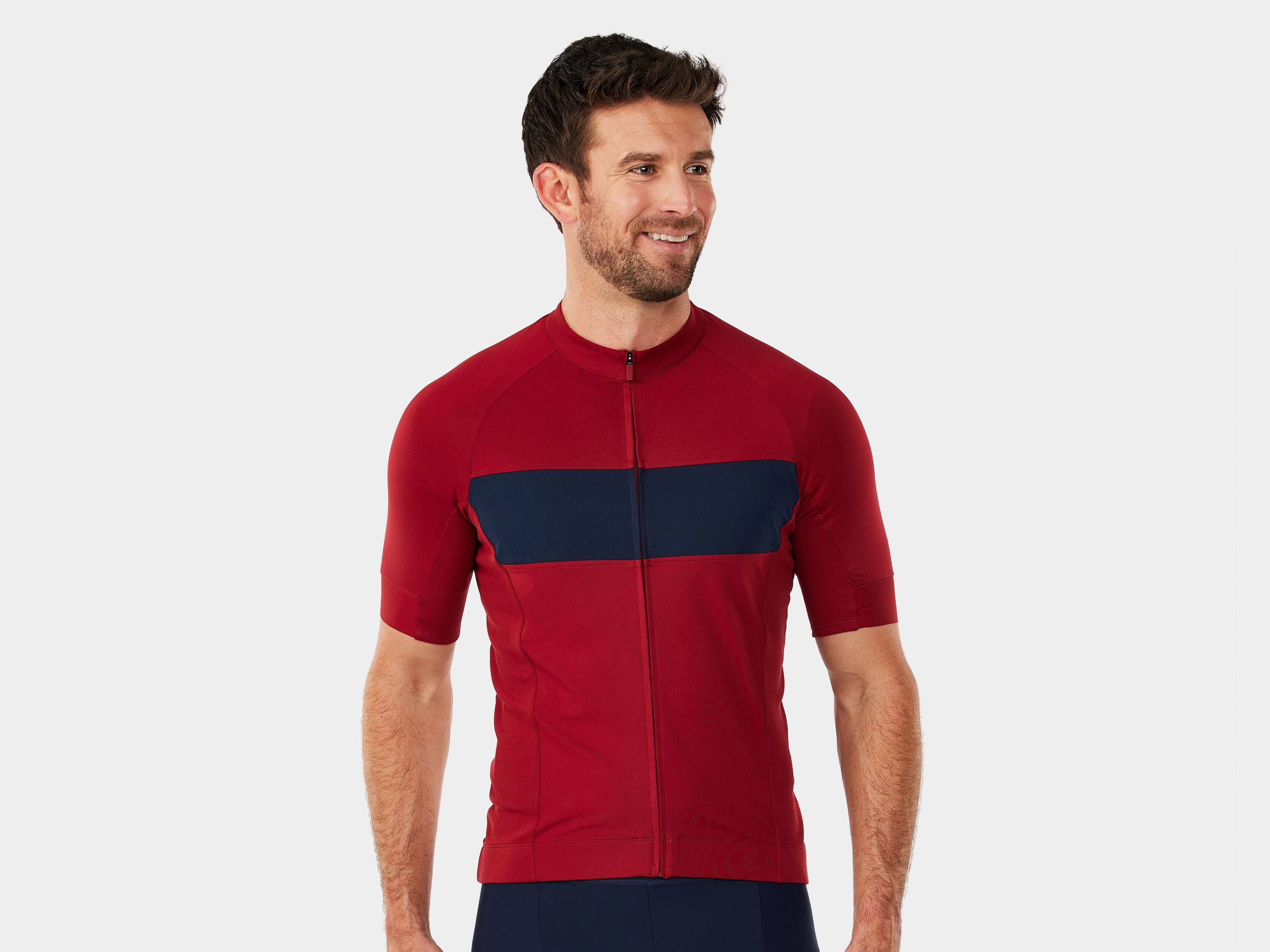 Trek Circuit LTD cycling jersey in fitted, eco-friendly performance fabric, shown in close-up with vibrant color details.