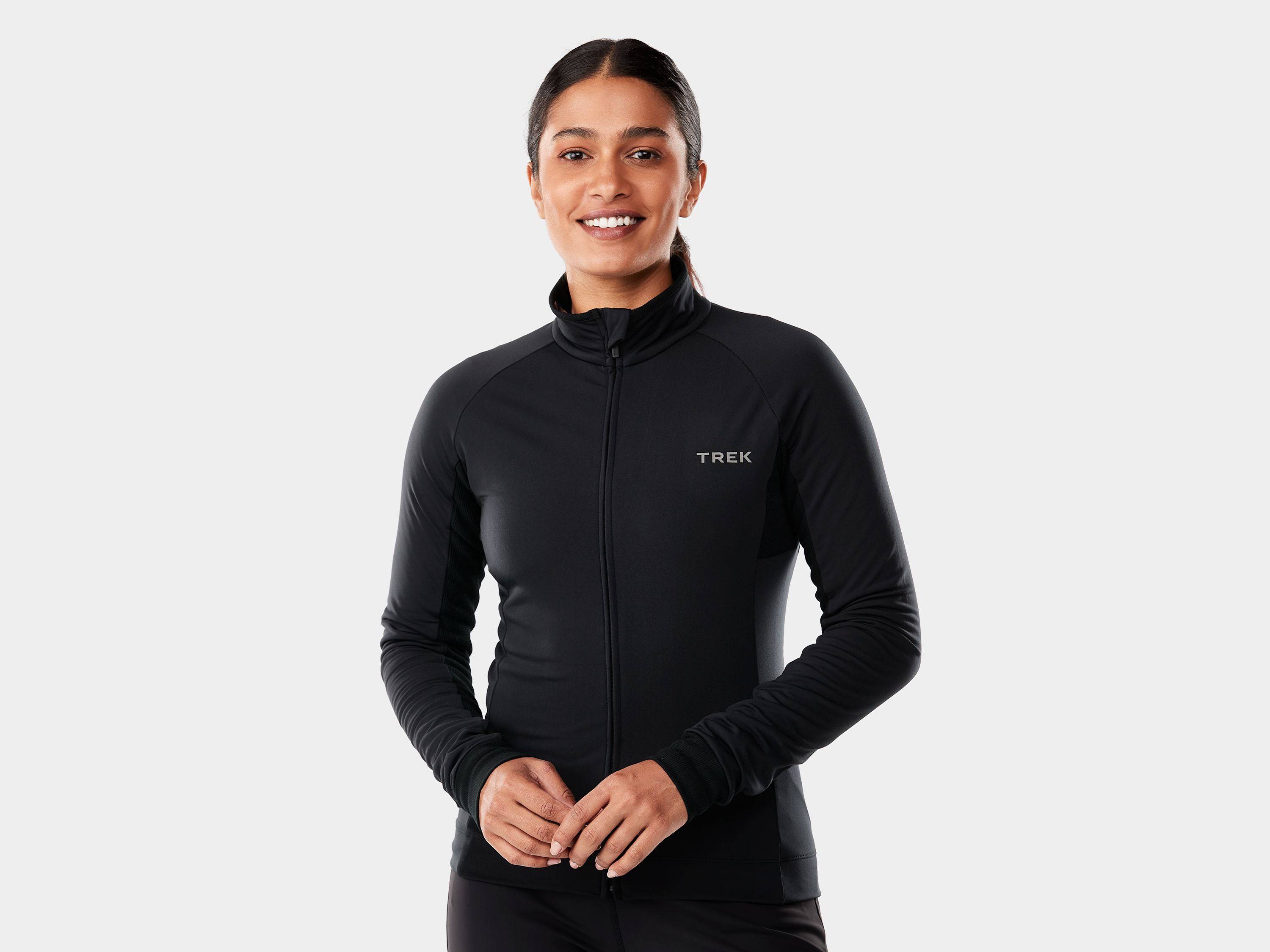 Trek Circuit Women's thermal long sleeve cycling jersey in black, designed for cool weather rides.