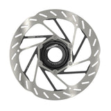 Sram HS2 Center Lock Mountain Bike Rotor with lockring, featuring a rounded design for reliable braking performance.