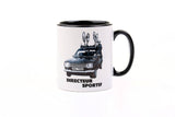 Ceramic mug featuring the Global Cycling Club Directeur Sportif design, ideal as a cycling gift or collectible accessory.
