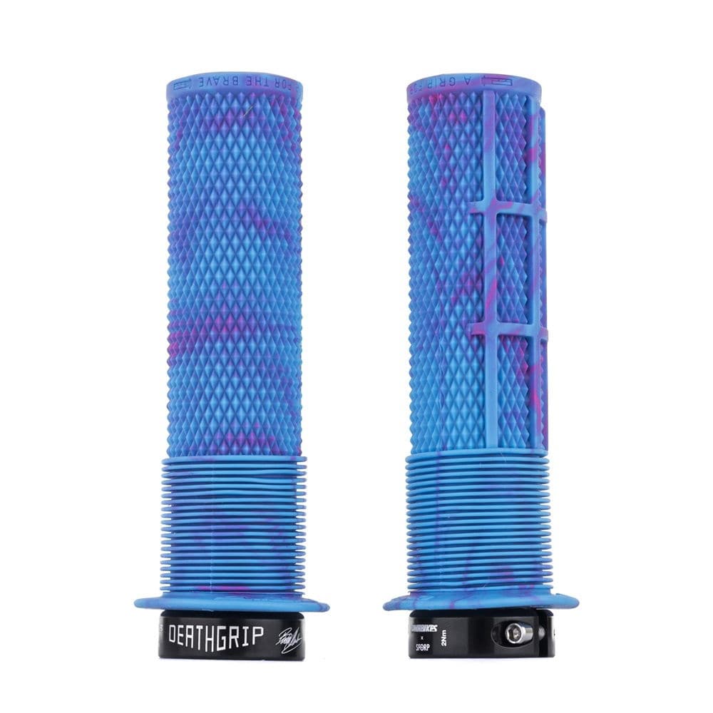 DMR Bikes Brendog Deathgrip Flange mountain bike handlebar grips with thick rubber for enhanced grip and control.