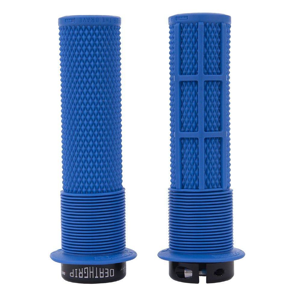 DMR Bikes Brendog Deathgrip Flange Mountain Bike Handlebar Grips in navy blue with thick, ergonomic design.