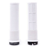White DMR Bikes Brendog Deathgrip flange mountain bike handlebar grips with thick rubber for enhanced grip and control.