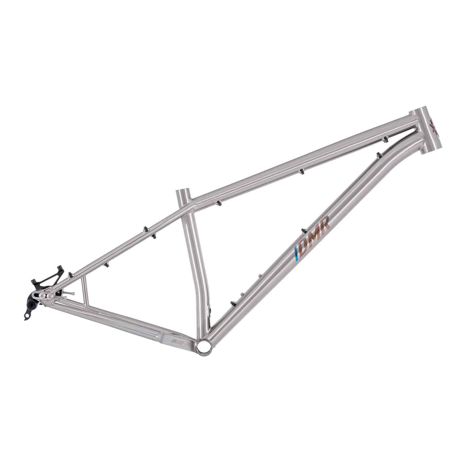 DMR Trailstar Titanium MTB hardtail frame with 29-inch wheel compatibility and 140mm fork mount, lightweight mountain bike component