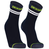 Black and grey DexShell Pro Visibility Socks, waterproof and reflective outdoor running and outdoor clothing socks.