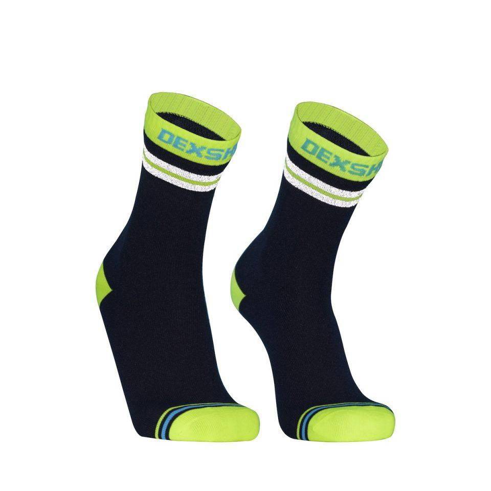 DexShell Pro Visibility Socks in hi-vis yellow with reflective stripes, waterproof outdoor and running socks, size XL