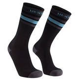 DexShell Ultra Dri sports socks in aqua blue with white stripes, moisture-wicking and water-resistant performance clothing.