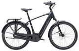 Trek District+ 3 2025 electric hybrid bike for men, urban commuting and leisure riding, with sleek frame and bike components visible