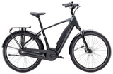 Trek District+ 3 2025 electric hybrid bike for urban commuting and leisure, featuring a sleek frame and integrated battery.