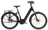 Trek District+ 4 Coaster Belt Lowstep electric bike with Bosch Smart System and Gates belt drive, shown from the side.