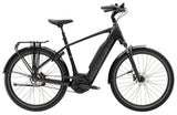 Trek District+ 4 electric hybrid bike for men, featuring a sleek frame, 725Wh battery, suitable for urban commuting and versatile riding.