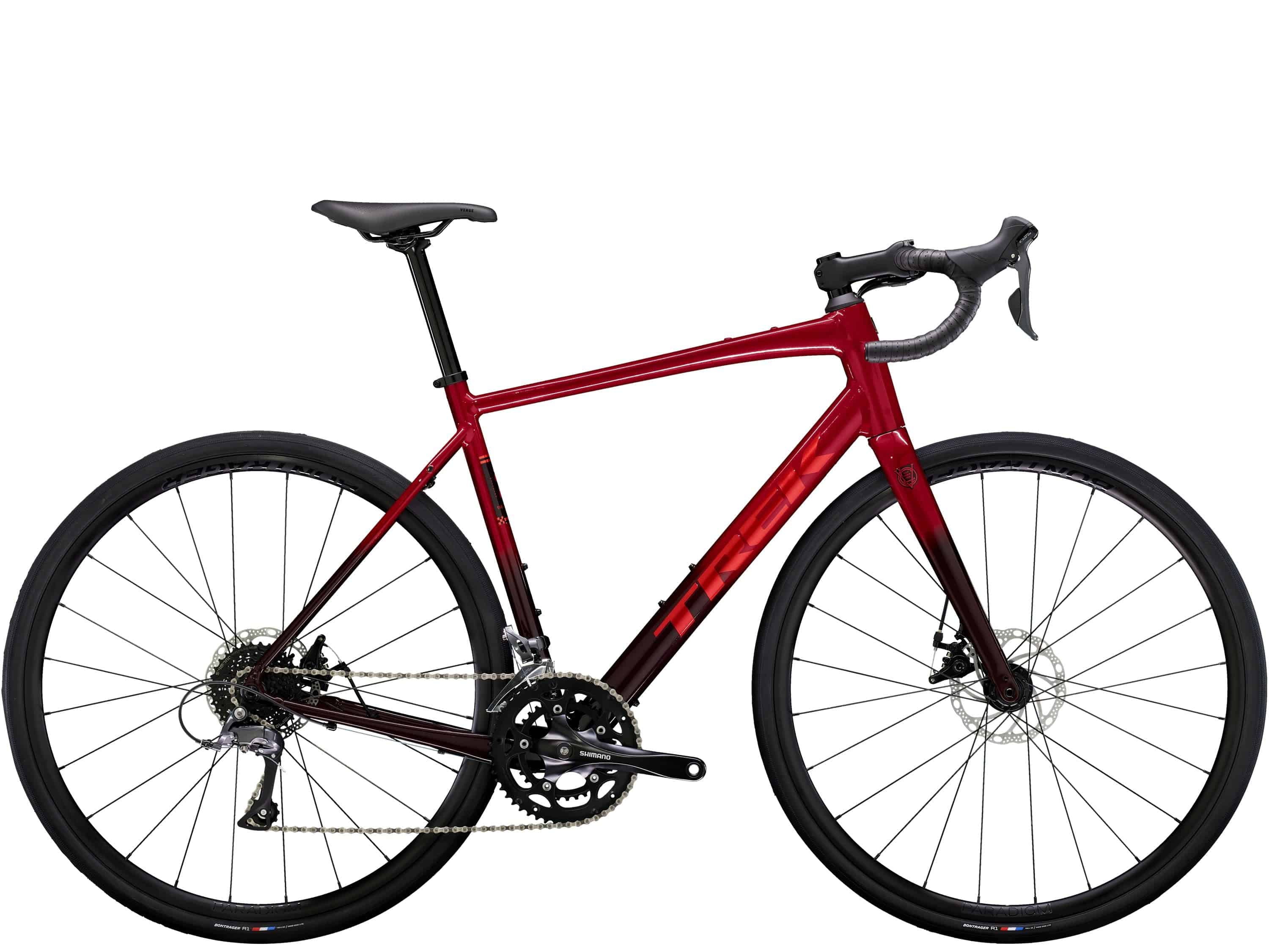 Trek Domane AL 2 Gen 4 road bike with Shimano Claris 8-speed drivetrain and disc brakes, featuring a lightweight frame and drop handlebars.
